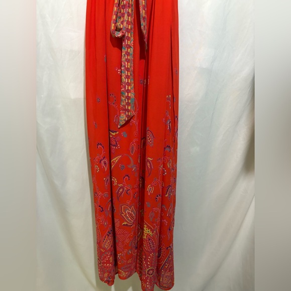 Anthropologie Maeve Size 00p Blushed Paisley Maxi Shift Dress Tie Front Or Back - Picture 6 of 9